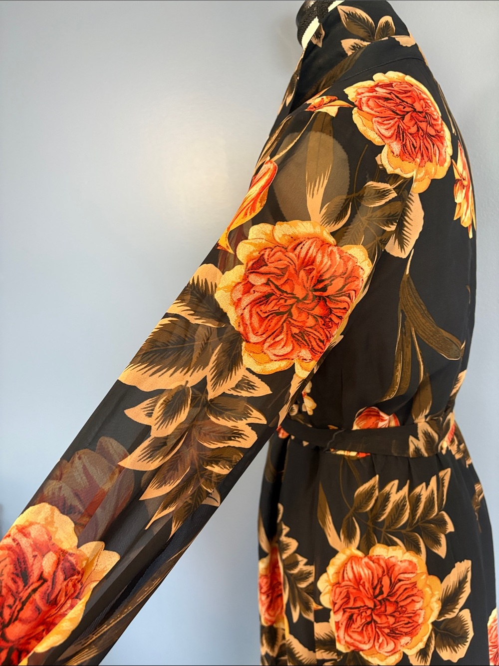 Cleo Petite Floral Shirt Dress | Size M | Belted Midi Dress | Sheer Sleeves - Picture 5 of 9